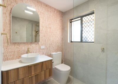 Pink bathroom renovation Brisbane