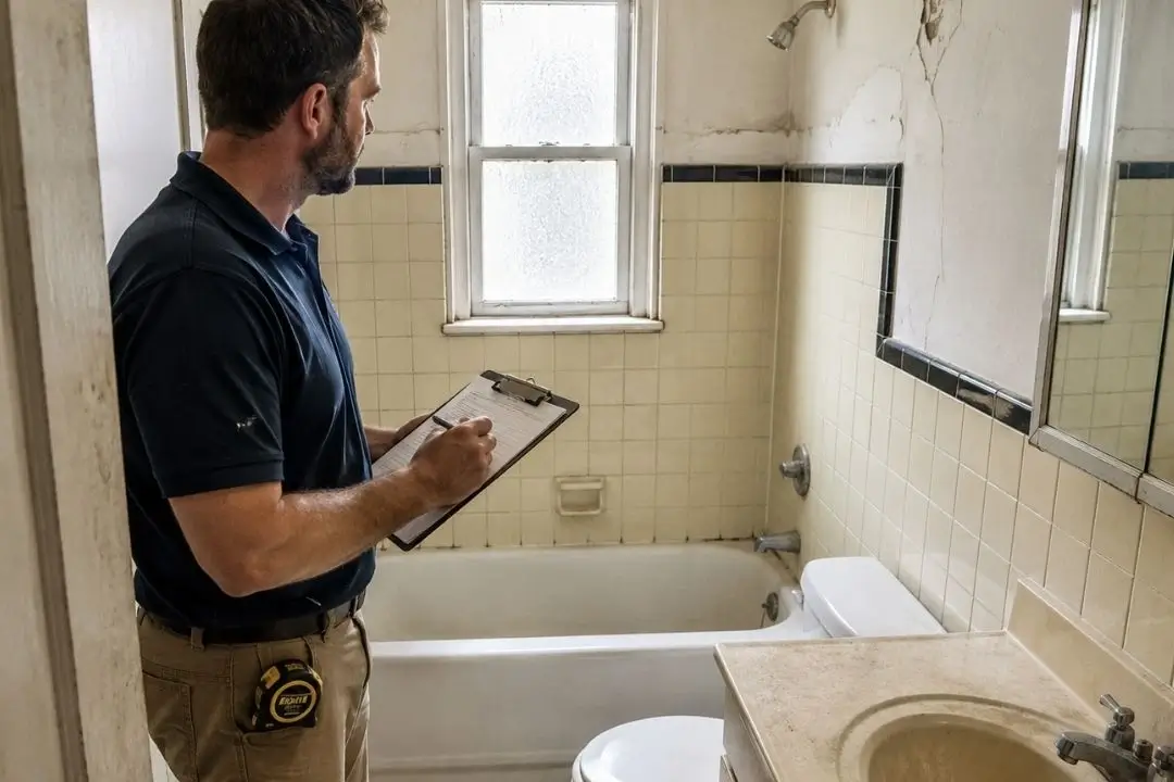 inspection of an old bathroom